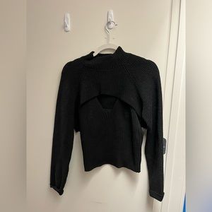 Anthropologie black tank with sweater covering